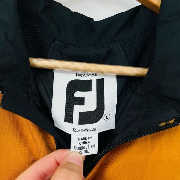 Footjoy Dryjoys Golf Windbreaker Jacket Orange Polyester Half Zip Men's Large - Picture 3 of 8